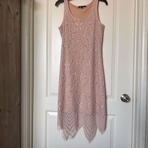 Anne French Lace Sleeveless Dress in Pink, wedding guest, dinner date, church